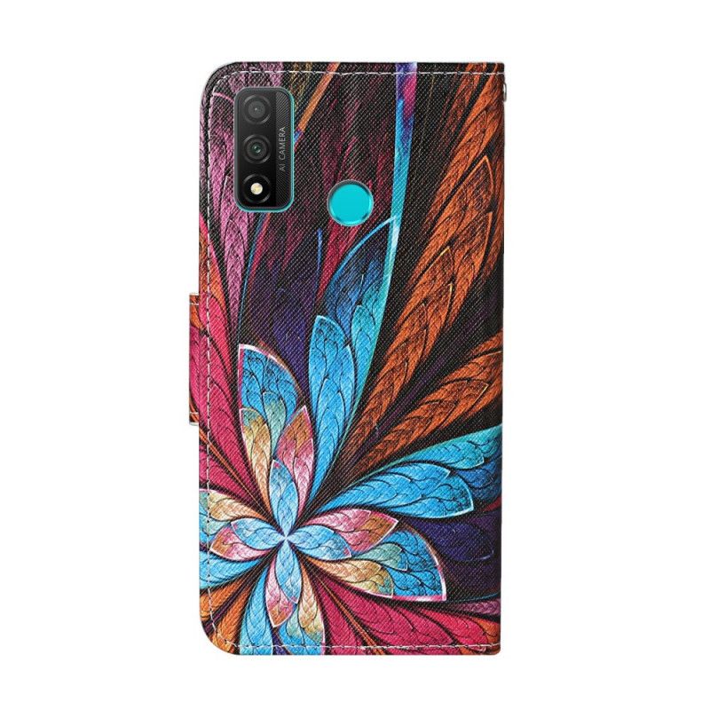 Flip Cover Læder Huawei P Smart 2020 Farvede Blade Med Rem Original