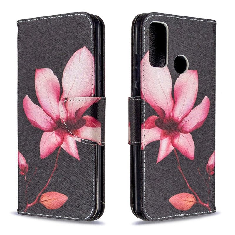 Flip Cover Læder Huawei P Smart 2020 Lyserød Blomst