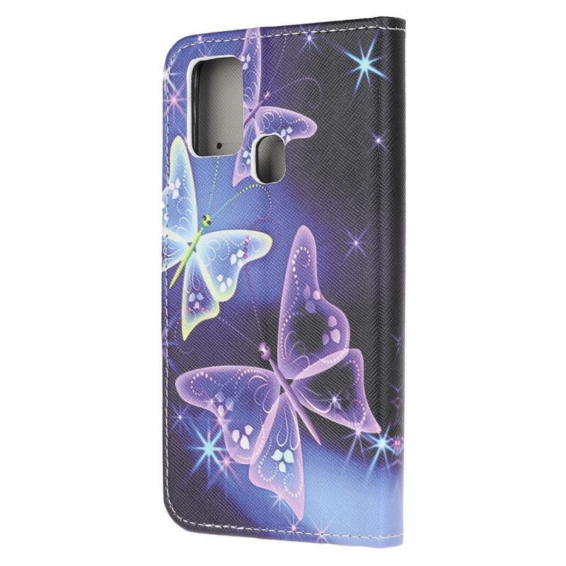 Flip Cover Læder Huawei P Smart 2020 Neonsommerfugle Beskyttelse