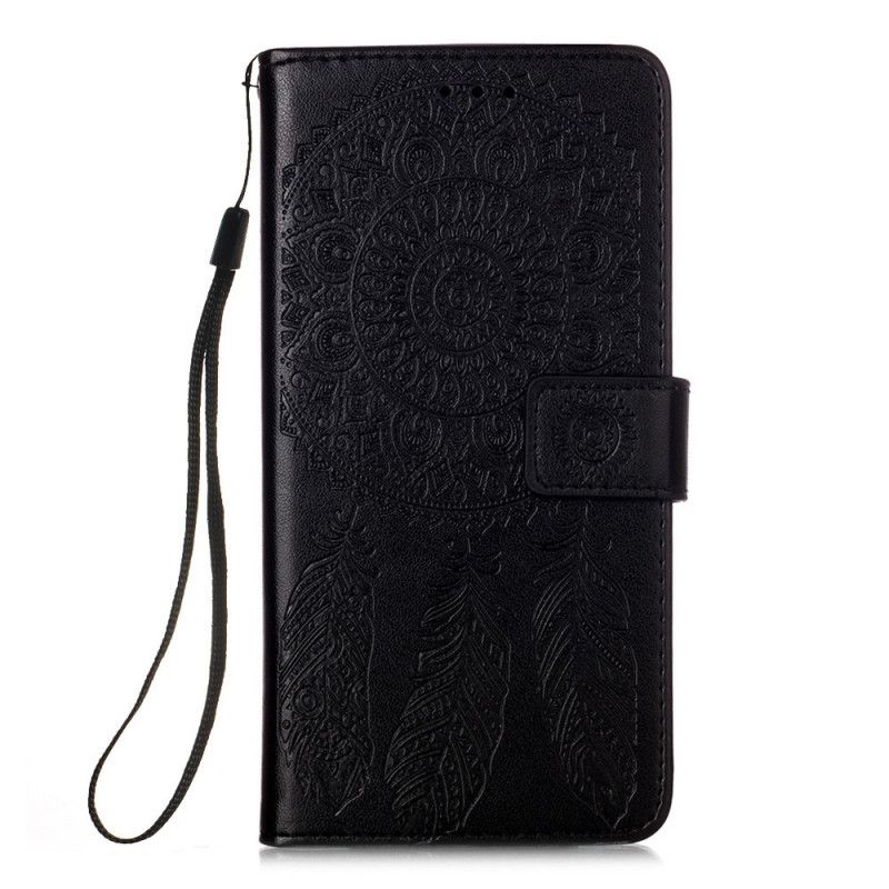 Flip Cover Læder Huawei P Smart 2020 Sort Dreamcatcher Print Og Stringtanga