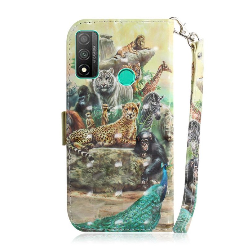 Flip Cover Læder Huawei P Smart 2020 Thong Safari Dyr