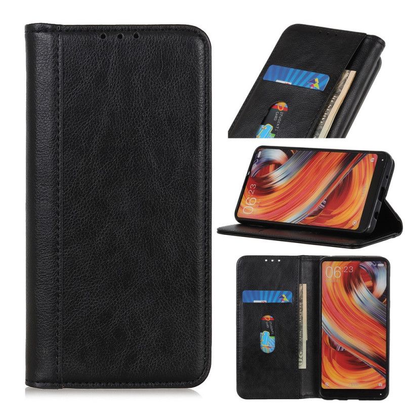 Læder Cover for Huawei P Smart 2020 Sort Split Lychee Læder