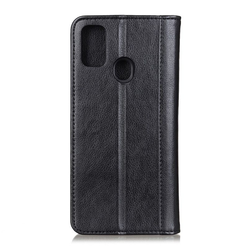 Læder Cover for Huawei P Smart 2020 Sort Split Lychee Læder