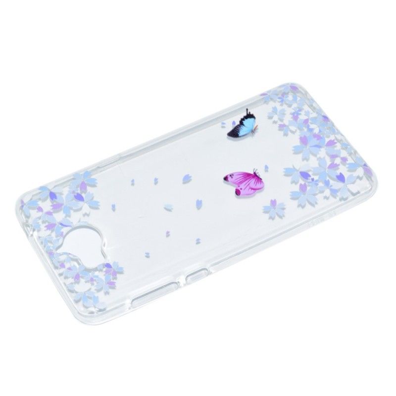 Cover for Huawei Y6 2017 Gennemsigtige Sommerfugle Og Blomster