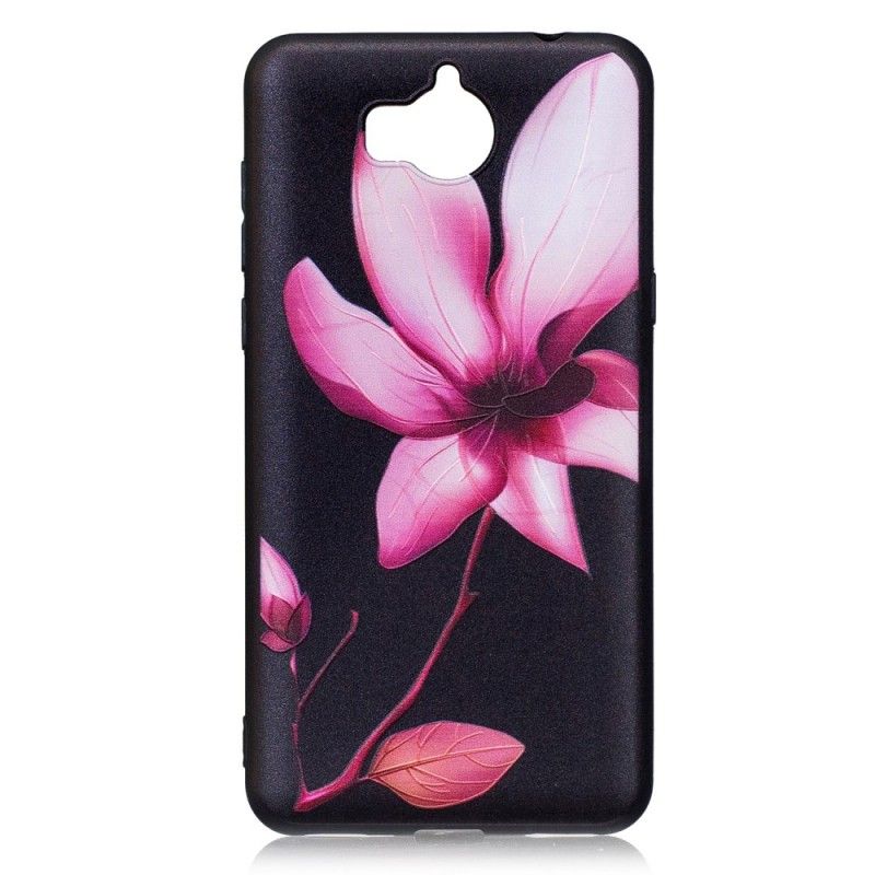 Cover for Huawei Y6 2017 Præget Lyserød Blomst