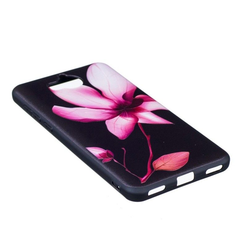 Cover for Huawei Y6 2017 Præget Lyserød Blomst