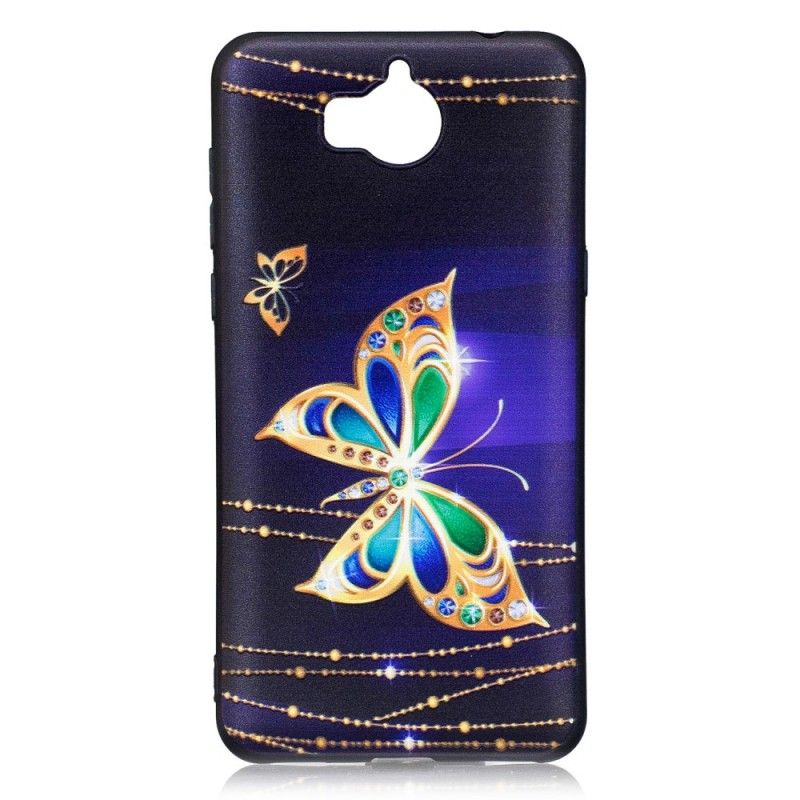 Cover Huawei Y6 2017 Mobilcover Præget Magisk Sommerfugl