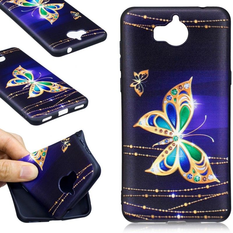 Cover Huawei Y6 2017 Mobilcover Præget Magisk Sommerfugl