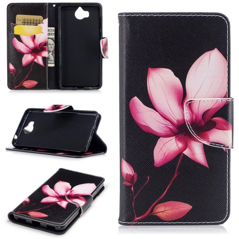 Flip Cover Huawei Y6 2017 Mobilcover Lyserød Blomst