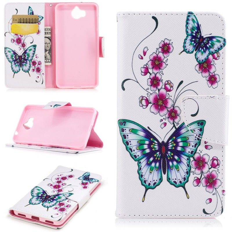 Flip Cover Huawei Y6 2017 Mobilcover Vidunderlige Sommerfugle