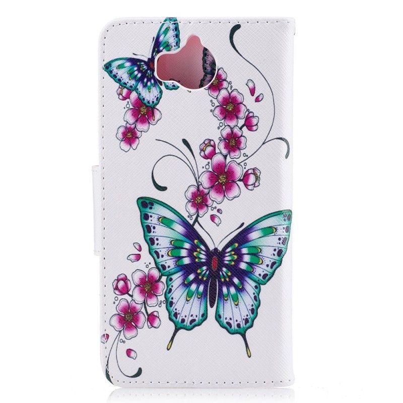 Flip Cover Huawei Y6 2017 Mobilcover Vidunderlige Sommerfugle