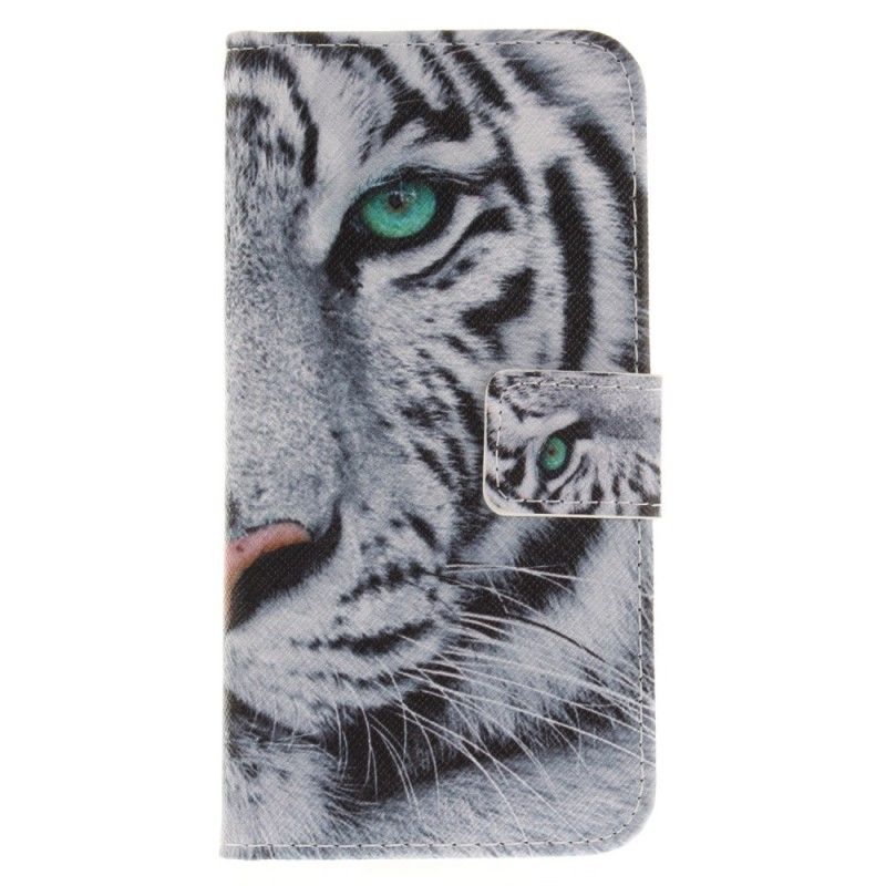 Flip Cover Læder for Huawei Y6 2017 Hvid Tiger