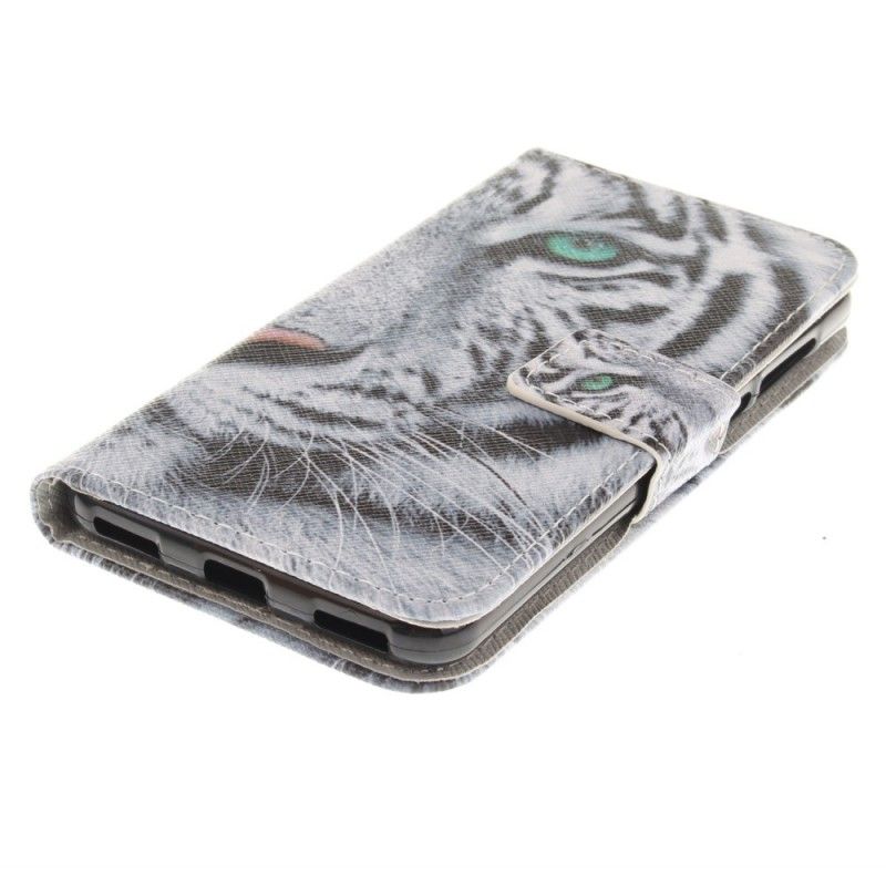 Flip Cover Læder for Huawei Y6 2017 Hvid Tiger