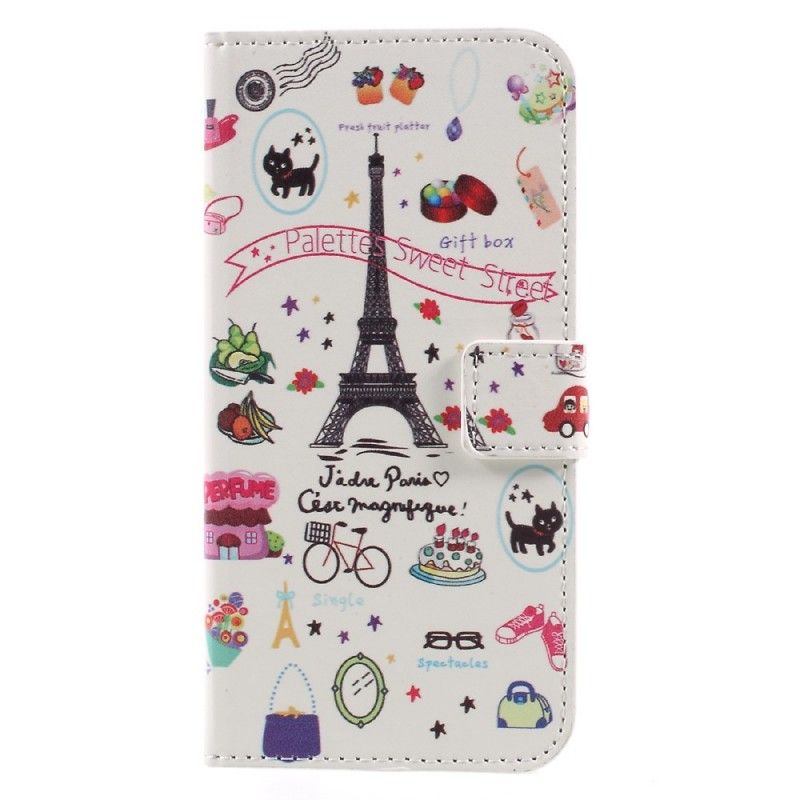 Flip Cover Læder Huawei Y6 2017 Jeg Elsker Paris Original