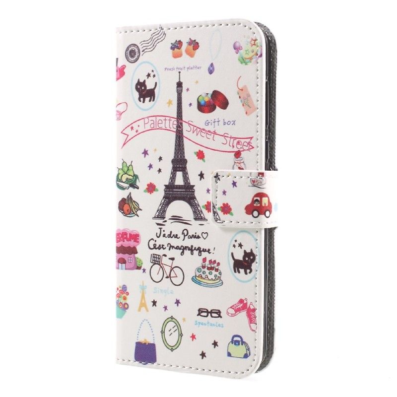 Flip Cover Læder Huawei Y6 2017 Jeg Elsker Paris Original