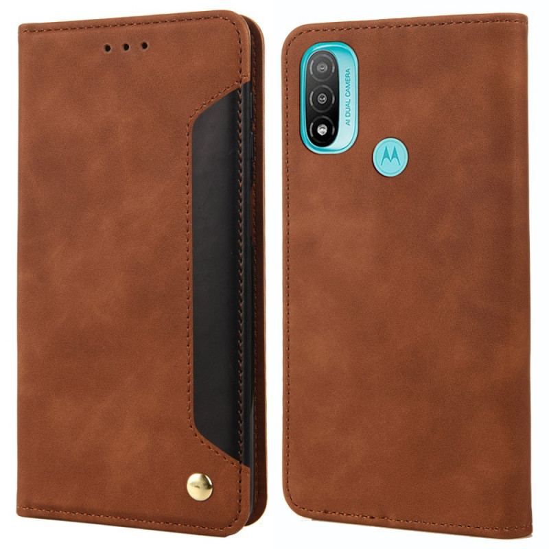 Cover Moto E40 / E30 / E20 Flip Cover Tofarvet Business Lædereffekt