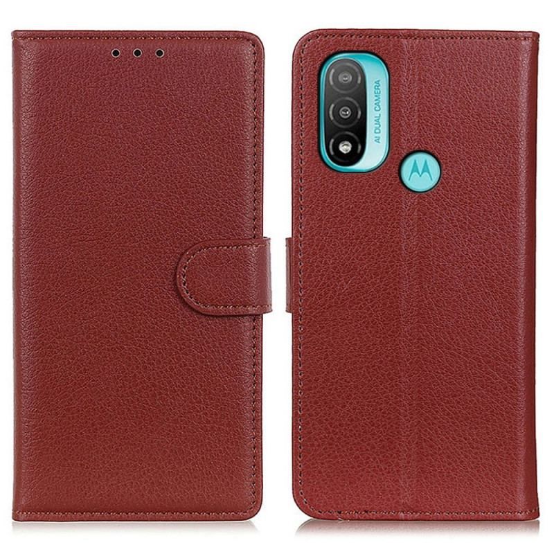 Flip Cover Moto E40 / E30 / E20 Traditionelt Litchi