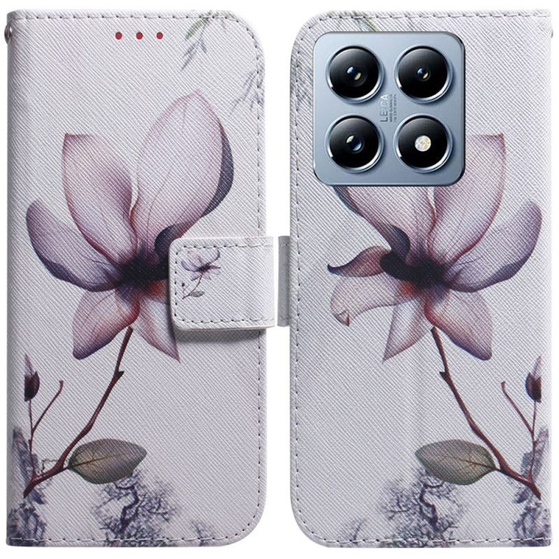 Flip Cover Til Xiaomi 14t Lyserød Blomst