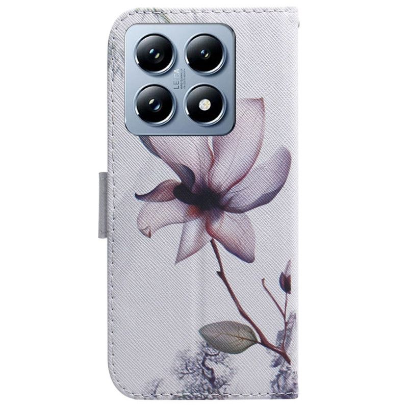 Flip Cover Til Xiaomi 14t Lyserød Blomst