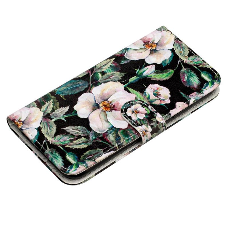 Læder Cover Xiaomi 14t Telefon Etui Stribede Magnoliaer