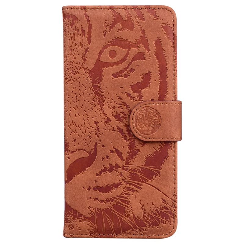 Læder Cover Xiaomi 14t Telefon Etui Tiger Footprint