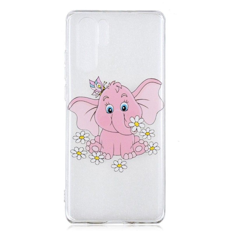 Cover for Huawei P30 Pro Gennemsigtig Lyserød Elefant