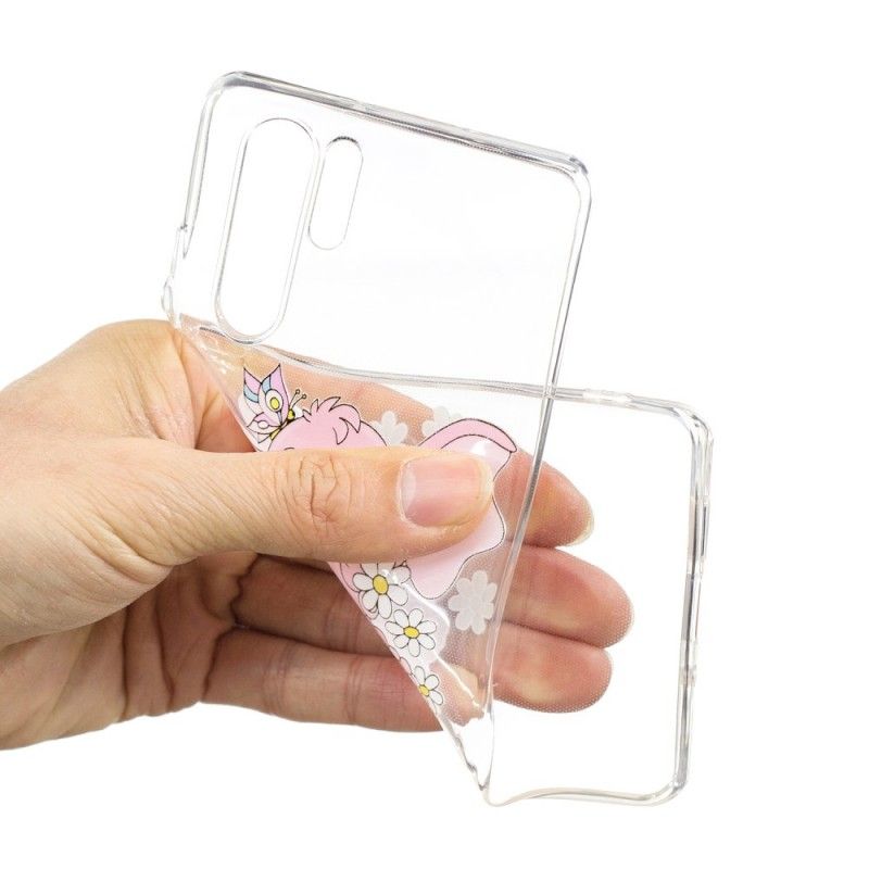 Cover for Huawei P30 Pro Gennemsigtig Lyserød Elefant