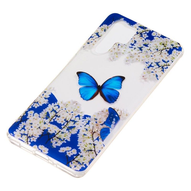 Cover Huawei P30 Pro Blå Sommerfugl Og Vinterblomster