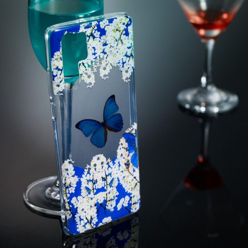 Cover Huawei P30 Pro Blå Sommerfugl Og Vinterblomster