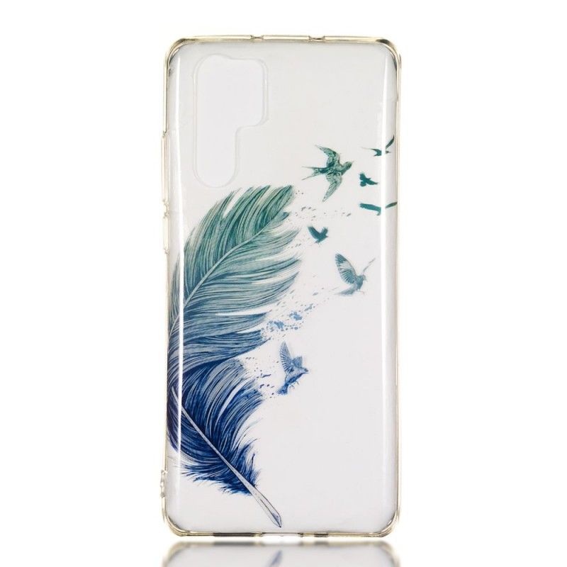 Cover Huawei P30 Pro Gennemsigtige Farvede Fjer