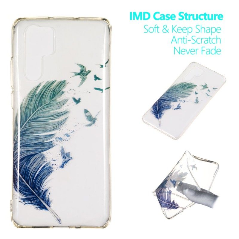 Cover Huawei P30 Pro Gennemsigtige Farvede Fjer