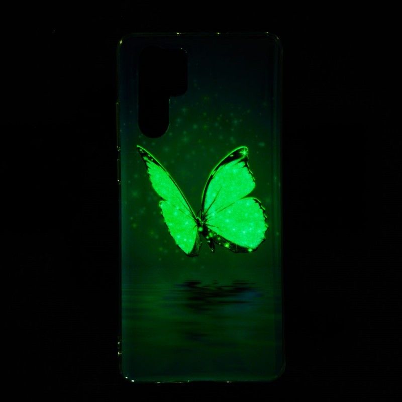 Cover Huawei P30 Pro Mobilcover Fluorescerende Blå Sommerfugl