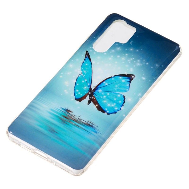 Cover Huawei P30 Pro Mobilcover Fluorescerende Blå Sommerfugl