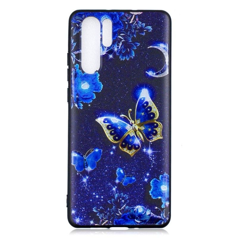 Cover Huawei P30 Pro Mobilcover Gylden Sommerfugl