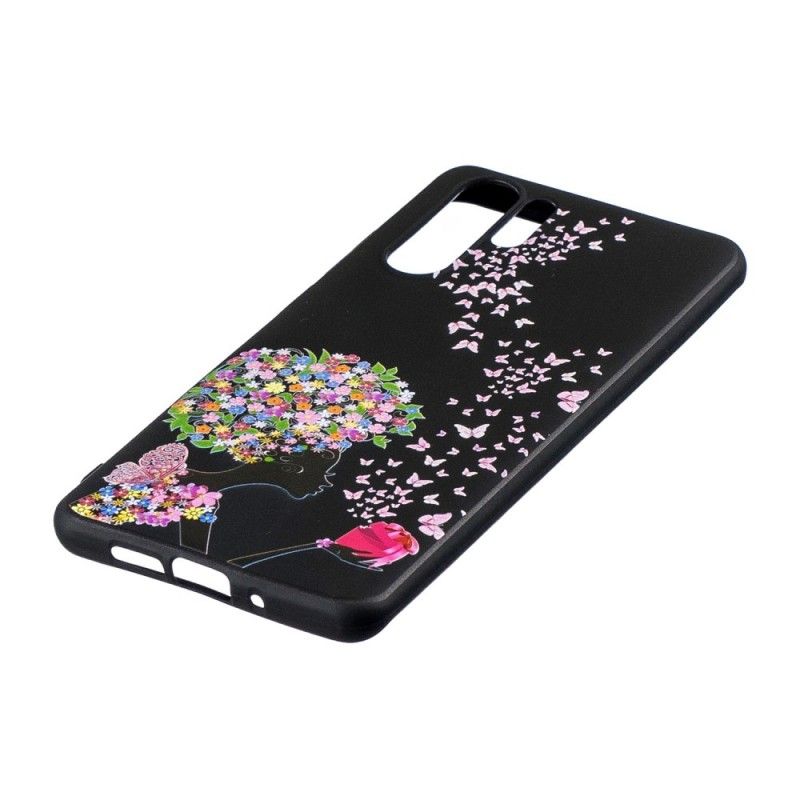 Cover Huawei P30 Pro Mobilcover Kvinde Med Et Blomstret Hoved