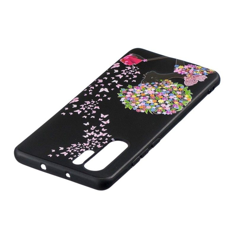 Cover Huawei P30 Pro Mobilcover Kvinde Med Et Blomstret Hoved