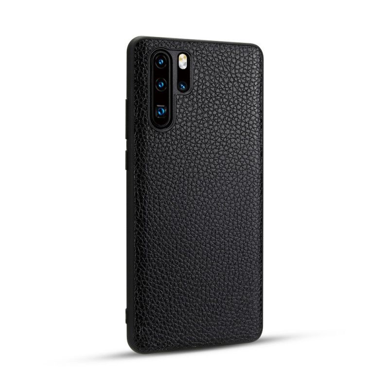 Cover Huawei P30 Pro Mørkeblå Ægte Litchilæder