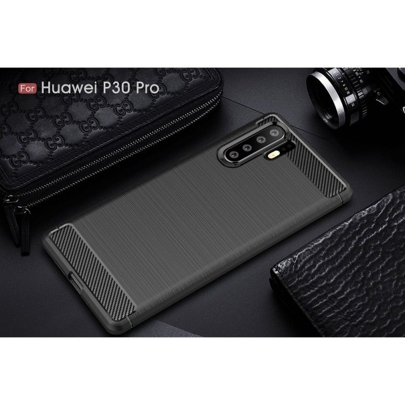 Cover Huawei P30 Pro Sort Børstet Kulfiber