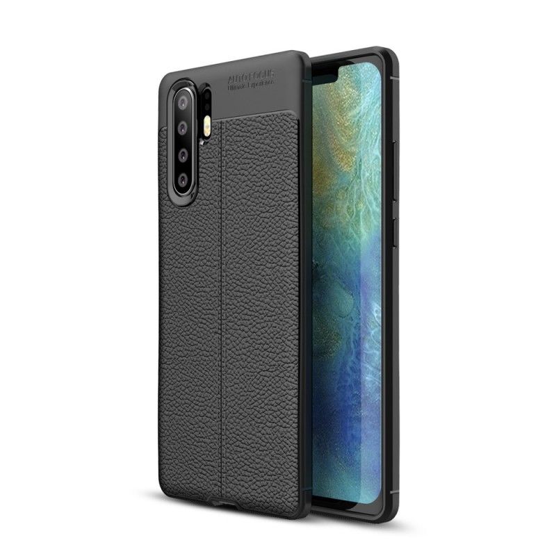 Cover Huawei P30 Pro Sort Dobbeltlinjet Lychee-Lædereffekt