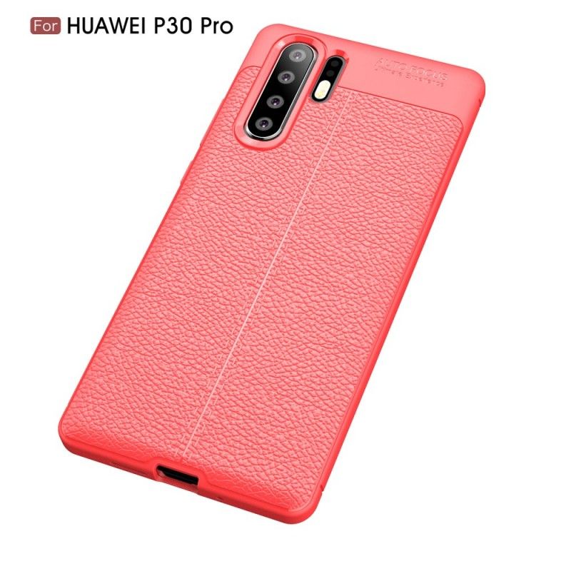 Cover Huawei P30 Pro Sort Dobbeltlinjet Lychee-Lædereffekt