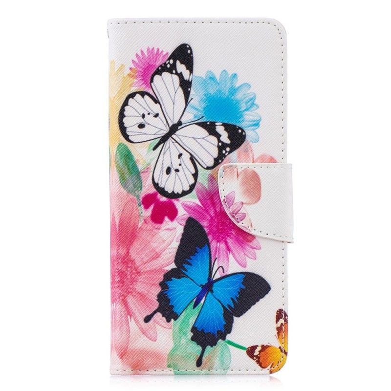 Flip Cover Huawei P30 Pro Mobilcover Malede Sommerfugle Og Blomster