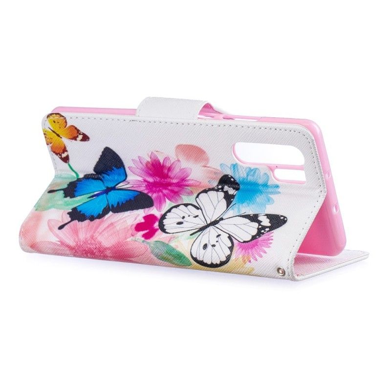 Flip Cover Huawei P30 Pro Mobilcover Malede Sommerfugle Og Blomster