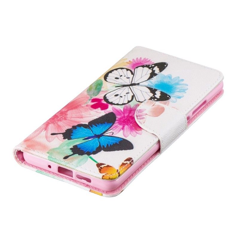 Flip Cover Huawei P30 Pro Mobilcover Malede Sommerfugle Og Blomster