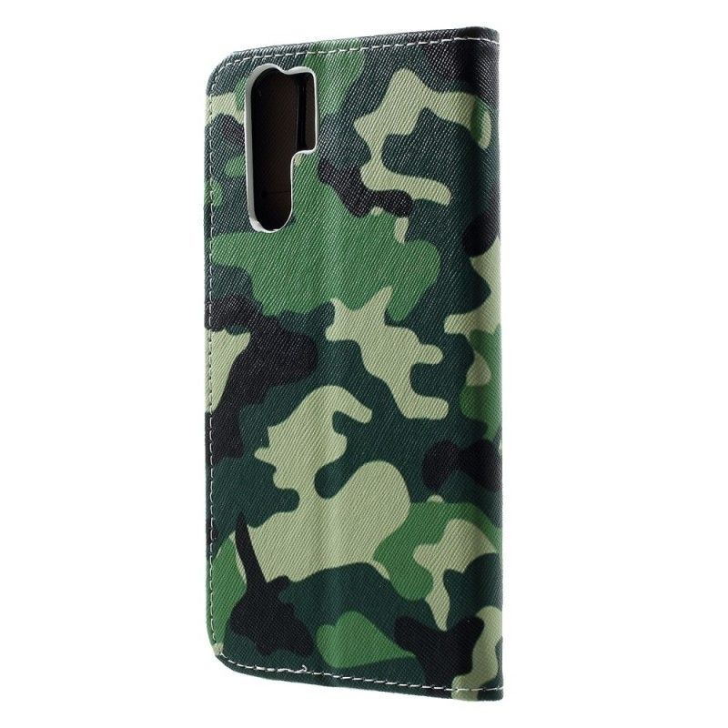 Flip Cover Læder Huawei P30 Pro Militær Camouflage Beskyttelse