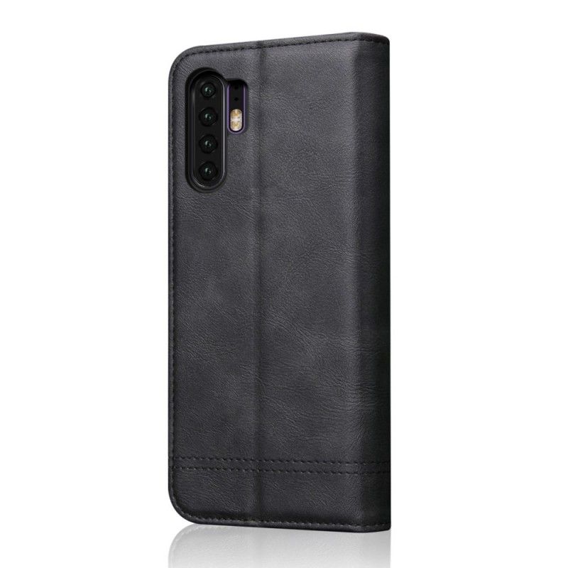 Læder Cover Huawei P30 Pro Sort Syet Lædereffekt Original