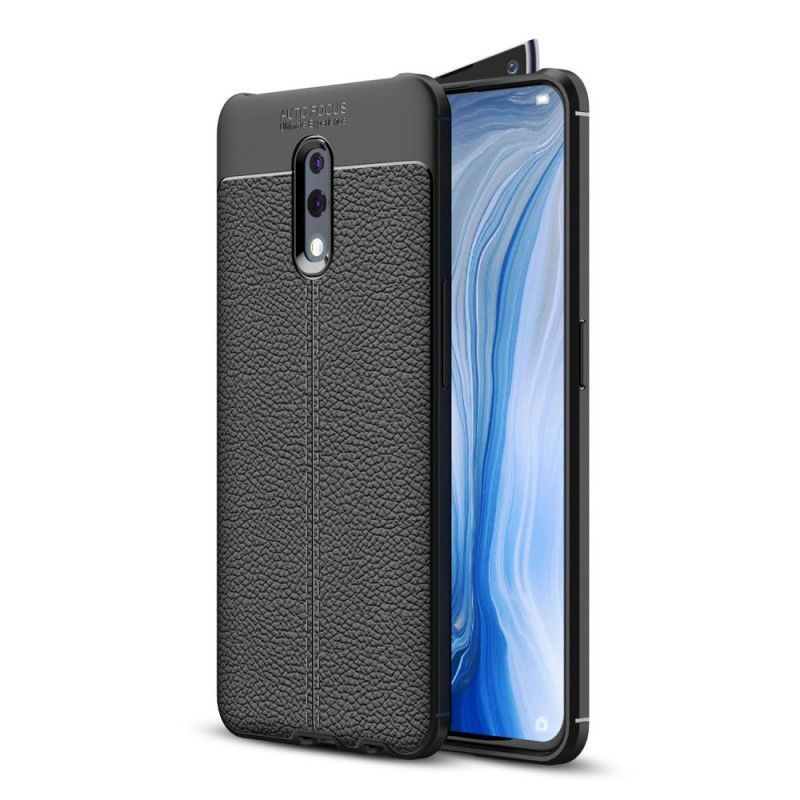 Cover Oppo Reno Sort Lychee-Lædereffekt