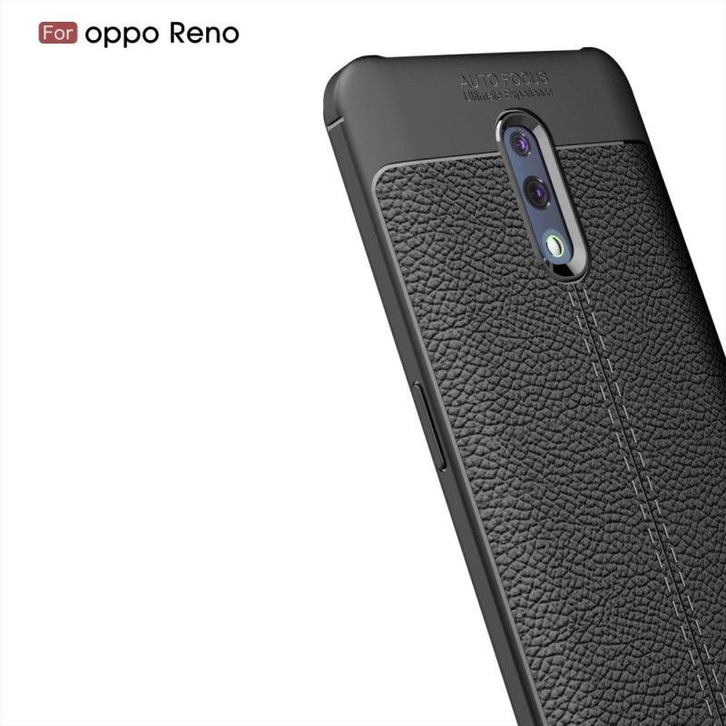 Cover Oppo Reno Sort Lychee-Lædereffekt