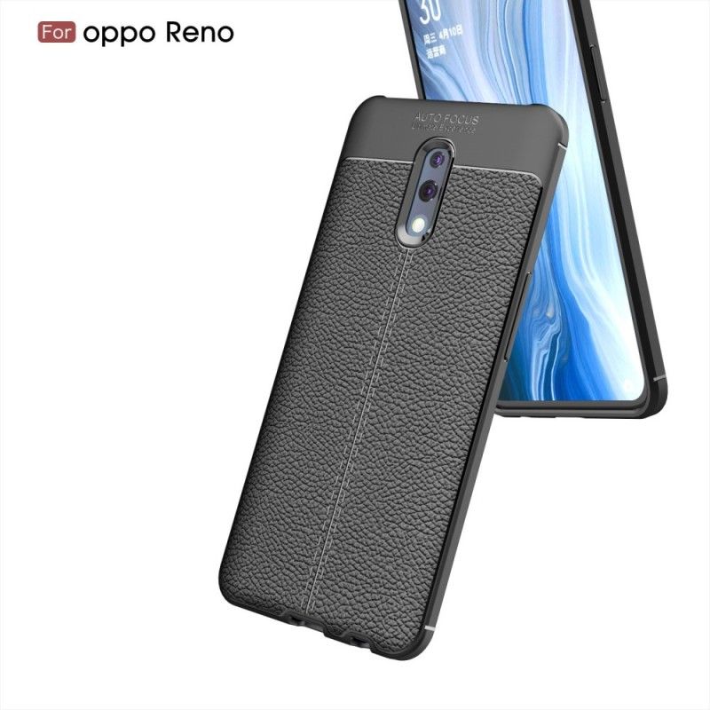 Cover Oppo Reno Sort Lychee-Lædereffekt