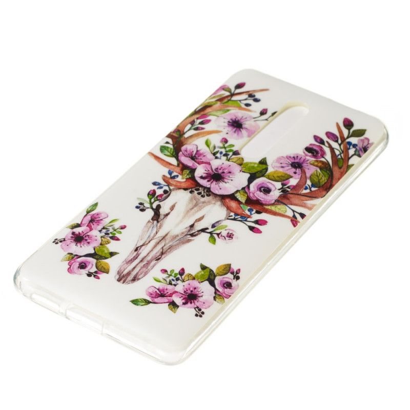 Cover for Xiaomi Mi 9T / Mi 9T Pro Fluorescerende Blomstret Elg