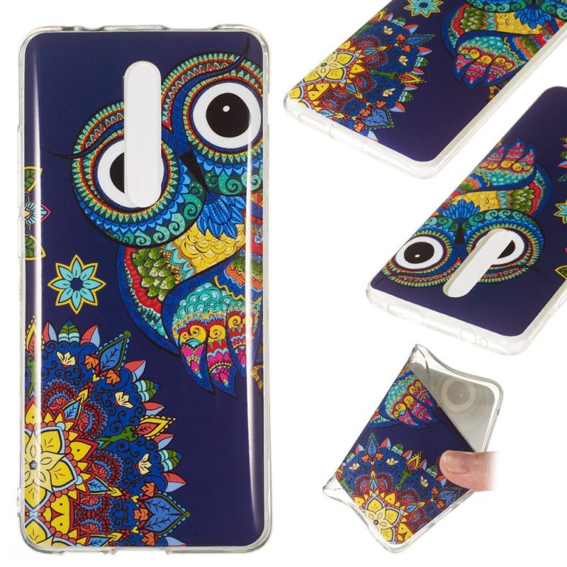 Cover Xiaomi Mi 9T / Mi 9T Pro Fluorescerende Mandala Ugle Beskyttelse